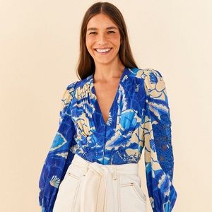 Blue Tropical Groove Blouse